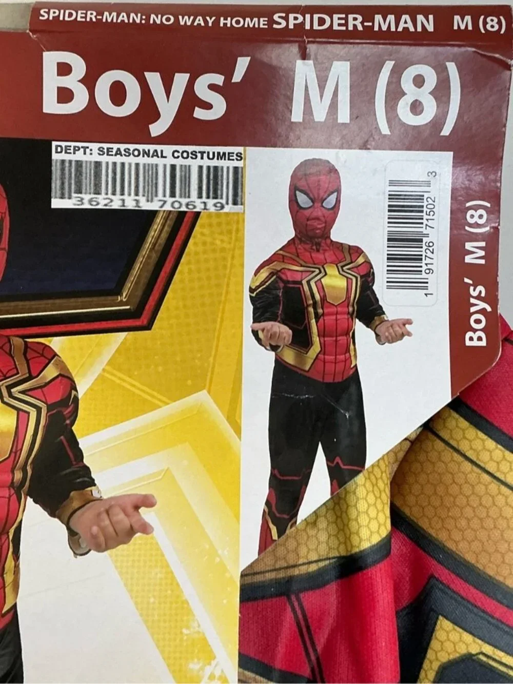 Spiderman Costume Jumpsuit With Fabric Mask NEW Halloween Set Kids Boys Medium 8